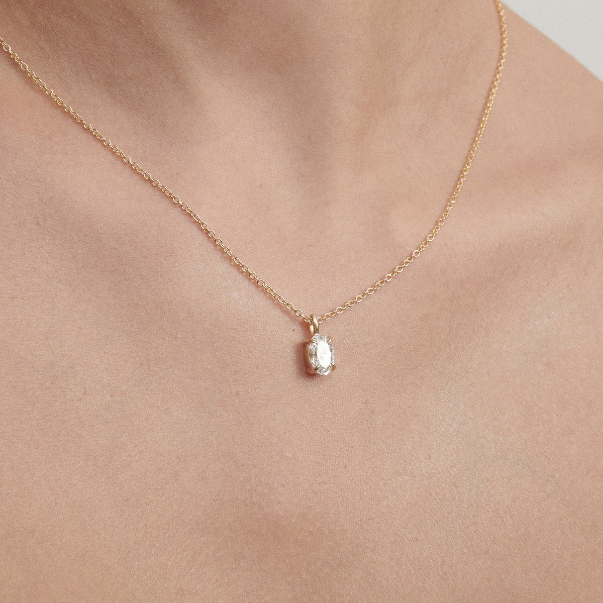0.75 CT Oval Lab Grown Diamond Solitaire Necklace