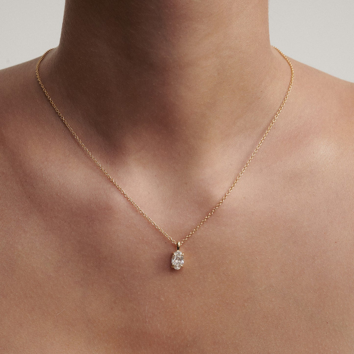 0.75 CT Oval Lab Grown Diamond Solitaire Necklace