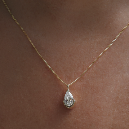 0.03 CT Floating Pear Lab Grown Diamond Necklace