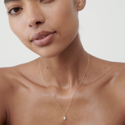 0.03 CT Floating Pear Lab Grown Diamond Necklace