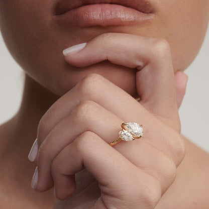 1.5 TCW Pear Two Stone Lab Grown Diamond Engagement Ring
