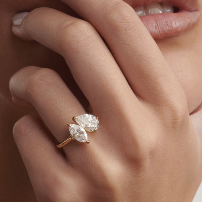1.5 TCW Pear & Marquise Toi Et Moi Lab Grown Diamond Engagement Ring