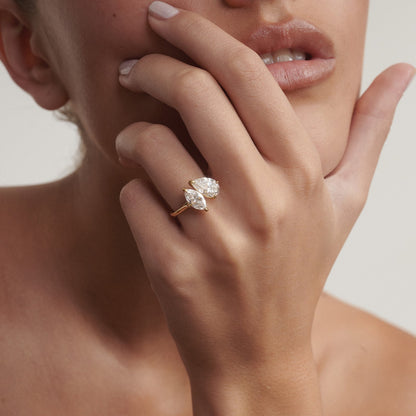 1.5 TCW Pear & Marquise Toi Et Moi Lab Grown Diamond Engagement Ring