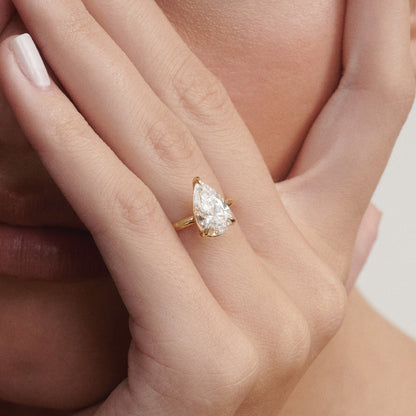 1.5 CT Pear Solitaire Lab Grown Diamond Engagement Ring