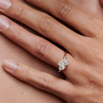 1.5 TCW Pear Two Stone Lab Grown Diamond Engagement Ring