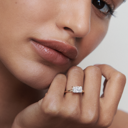 1.5 CT East West Radiant Solitaire Lab Grown Diamond Engagement Ring