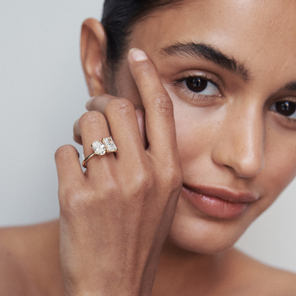 2 TCW Oval & Radiant Toi Et Moi Lab Grown Diamond Engagement Ring