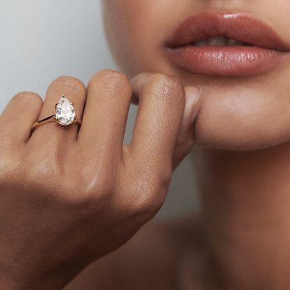 1.5 CT Pear Solitaire Lab Grown Diamond Engagement Ring