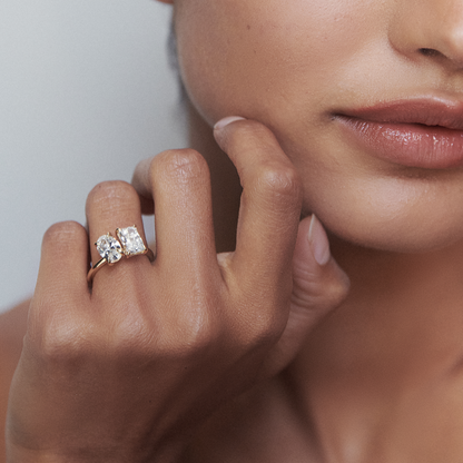 2 TCW Oval & Radiant Toi Et Moi Lab Grown Diamond Engagement Ring