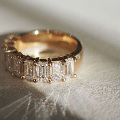 3.30 TCW Emerald Half Eternity Lab Grown Diamond Wedding Band