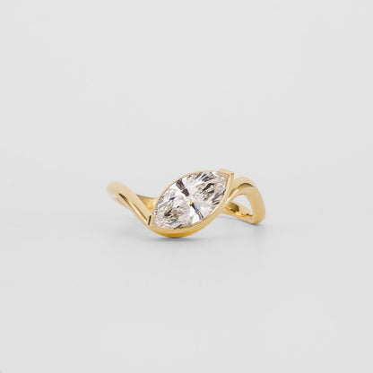 1.14 CT Marquise Half Bezel Lab-Grown Diamond Engagement Ring