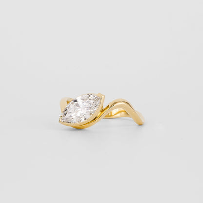 1.14 CT Marquise Half Bezel Lab-Grown Diamond Engagement Ring
