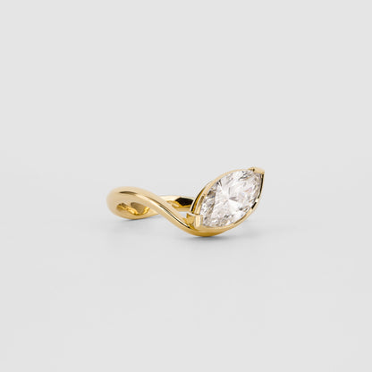 1.14 CT Marquise Half Bezel Lab-Grown Diamond Engagement Ring