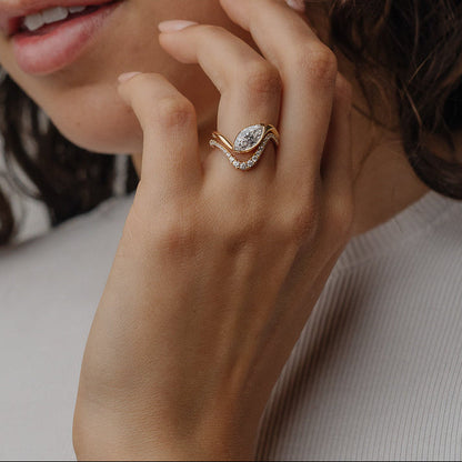 1.14 CT Marquise Half Bezel Lab-Grown Diamond Engagement Ring