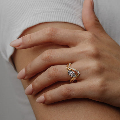 1.14 CT Marquise Half Bezel Lab-Grown Diamond Engagement Ring