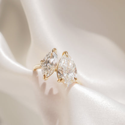 1.5 TCW Pear & Marquise Toi Et Moi Lab Grown Diamond Engagement Ring