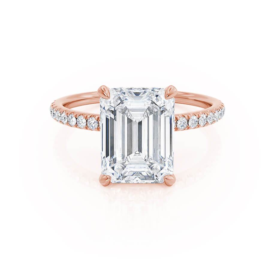 1.75 CT Emerald Hidden Halo & Pave Lab Grown Diamond Engagement Ring