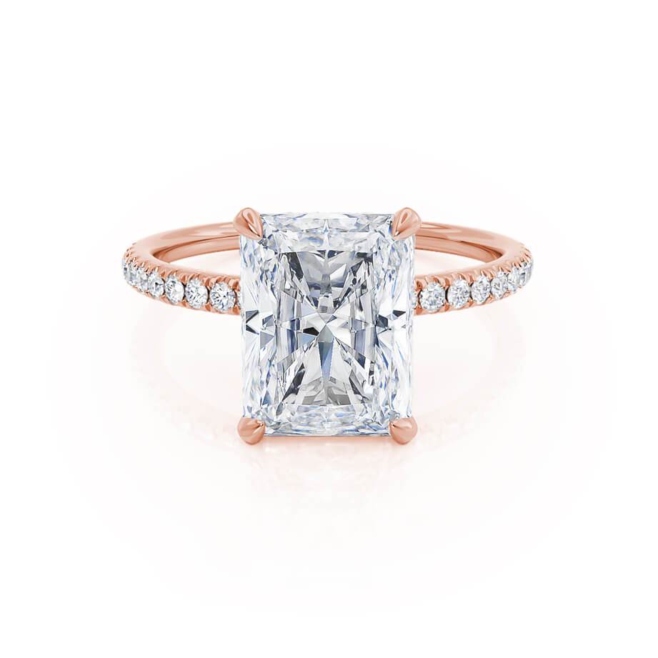 1.8 CT Radiant Hidden Halo & Pave Lab Grown Diamond Engagement Ring