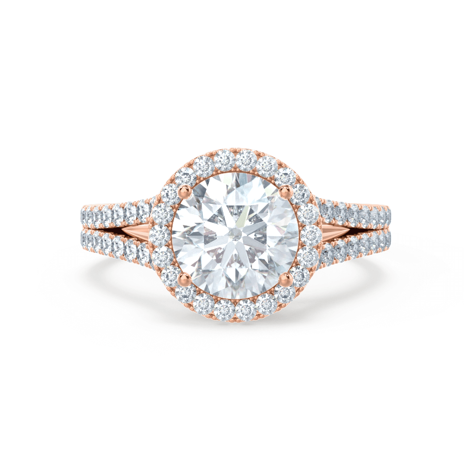 1CT Round Halo & Pave Lab Grown Diamond Engagement Ring