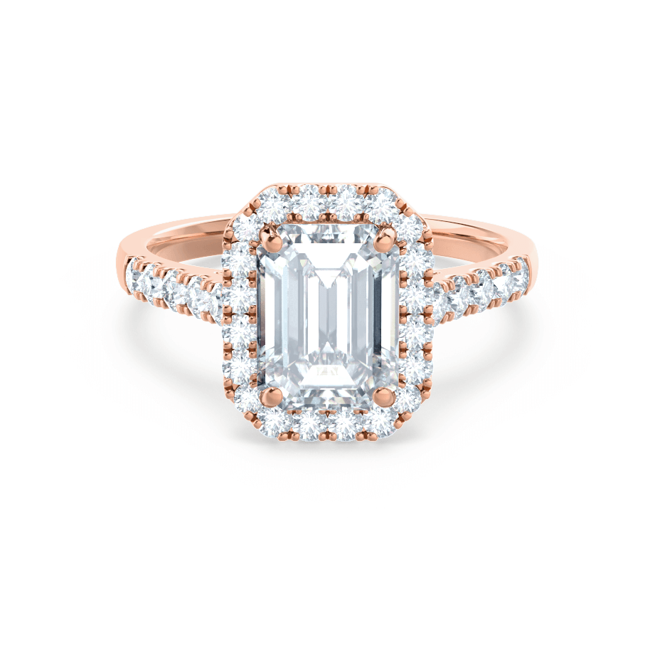 1.01 CT Emerald Halo & Pave Lab Grown Diamond Engagement Ring