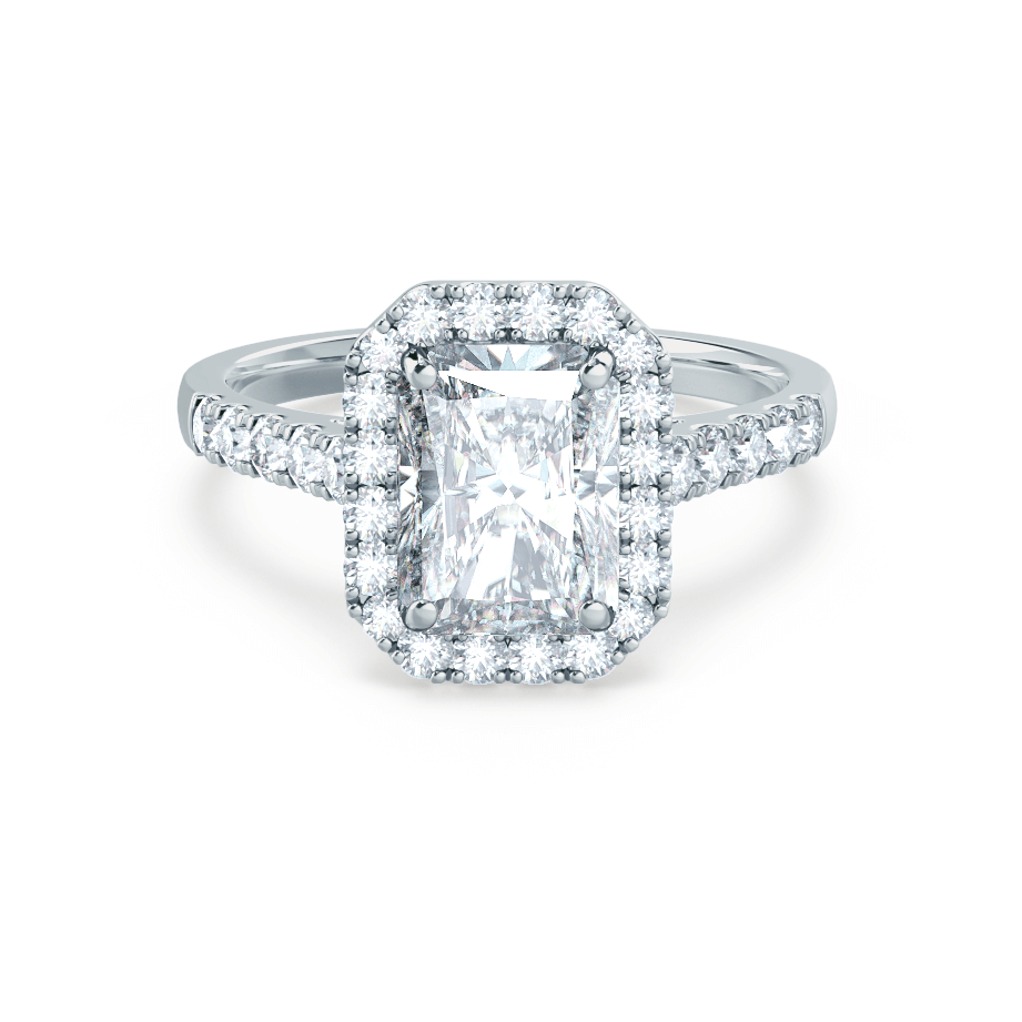 0.7 CT Radiant Halo & Pave Lab Grown Diamond Engagement Ring
