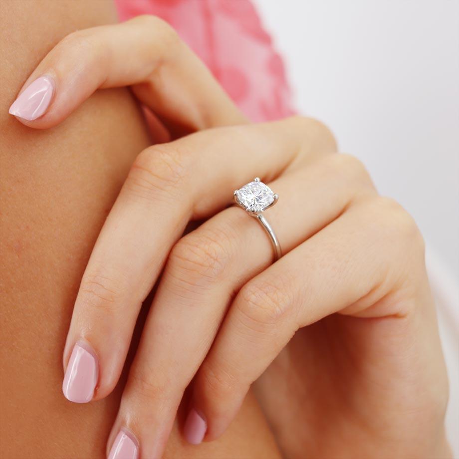 2 CT Cushion Solitaire Lab Grown Diamond Engagement Ring