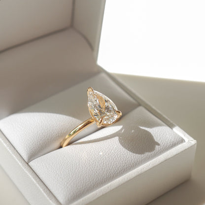 1.5 CT Pear Solitaire Lab Grown Diamond Engagement Ring