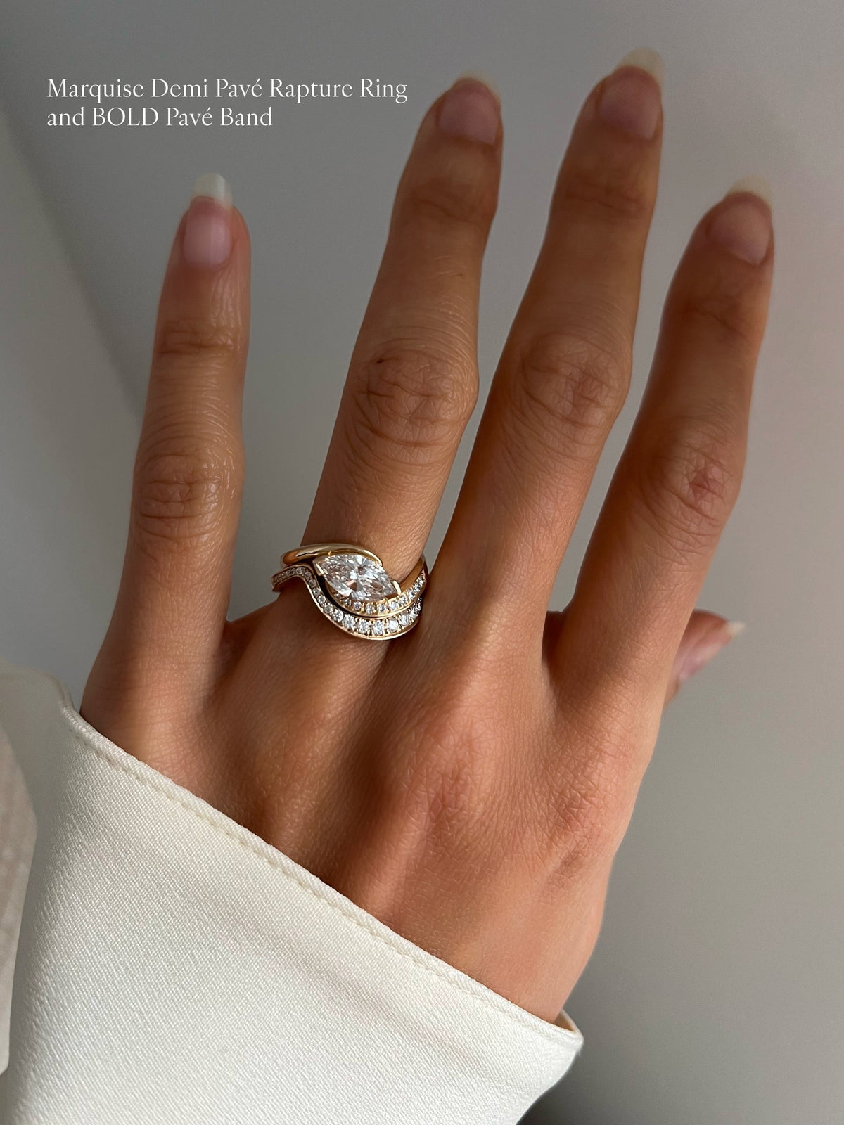 1.5 CT Marquise Cut Lab Grown Diamond Pavé Unique Setting Engagement Ring