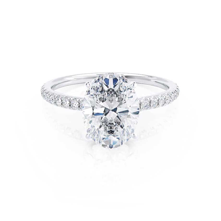 0.9 CT Oval Pave Lab Grown Diamond Engagement Ring