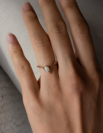 0.5 CT Marquise Cut Lab Grown Diamond Solitaire Unique Engagement Ring