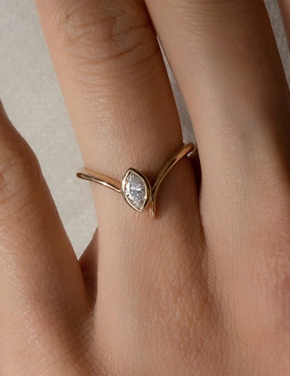 0.5 CT Marquise Cut Lab Grown Diamond Solitaire Unique Engagement Ring