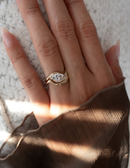 1.5 CT Marquise Cut Lab Grown Diamond Pavé Unique Setting Engagement Ring