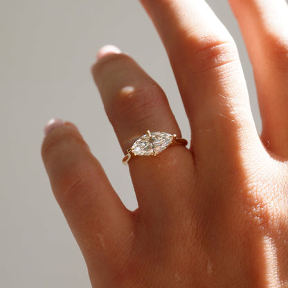 1 CT East West Marquise Solitaire Lab Grown Diamond Engagement Ring