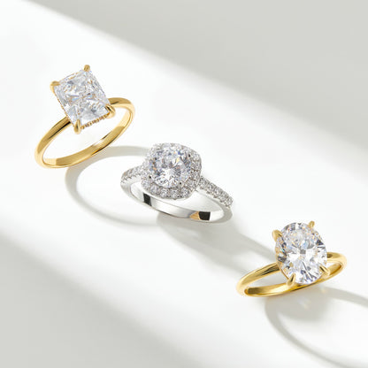 3 CT Oval Hidden Halo Moissanite Engagement Ring