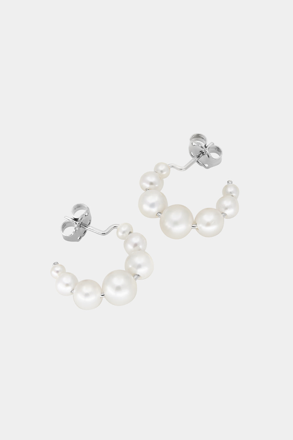 Graduating Pearl Hoops | Silver