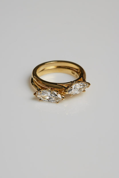0.80 CT Marquise East-West Solitaire Lab Grown Diamond Engagement Ring