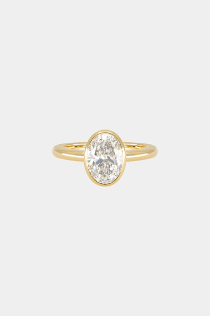 2.00 CT Oval Bezel Lab Grown Diamond Engagement Ring