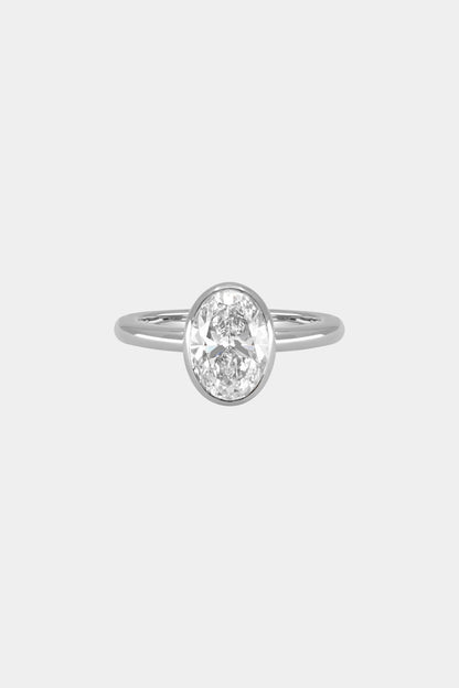 2.00 CT Oval Bezel Lab Grown Diamond Engagement Ring