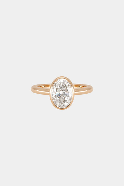2.00 CT Oval Bezel Lab Grown Diamond Engagement Ring