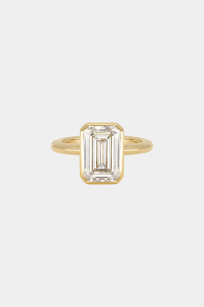 4.11 CT Emerald Bezel Lab Grown Diamond Engagement Ring