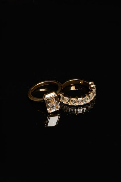 4.11 CT Emerald Bezel Lab Grown Diamond Engagement Ring