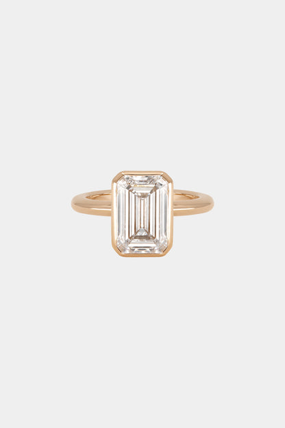 4.11 CT Emerald Bezel Lab Grown Diamond Engagement Ring