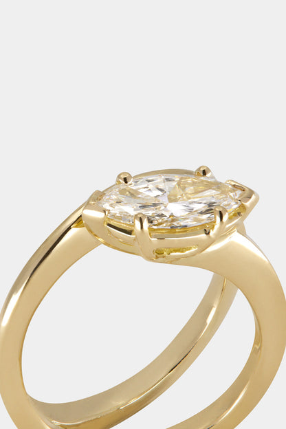 1.00 CT Marquise East-West Solitaire Lab Grown Diamond Engagement Ring