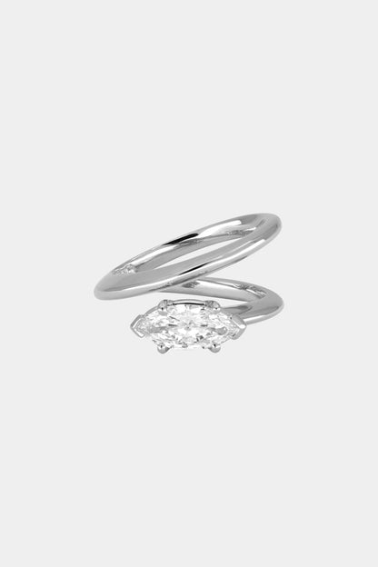 1.00 CT Marquise East-West Solitaire Lab Grown Diamond Engagement Ring