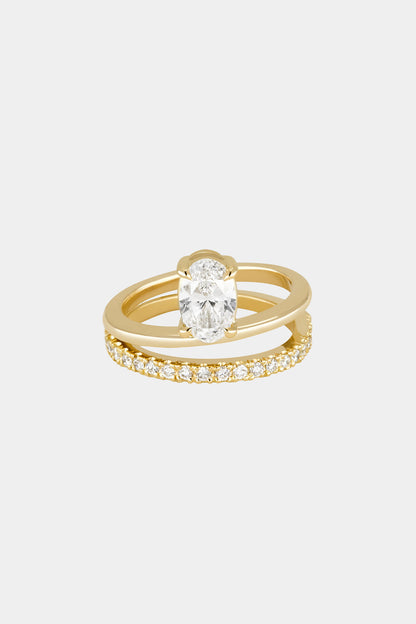 1.28 CT Oval Pavé Lab Grown Diamond Engagement Ring