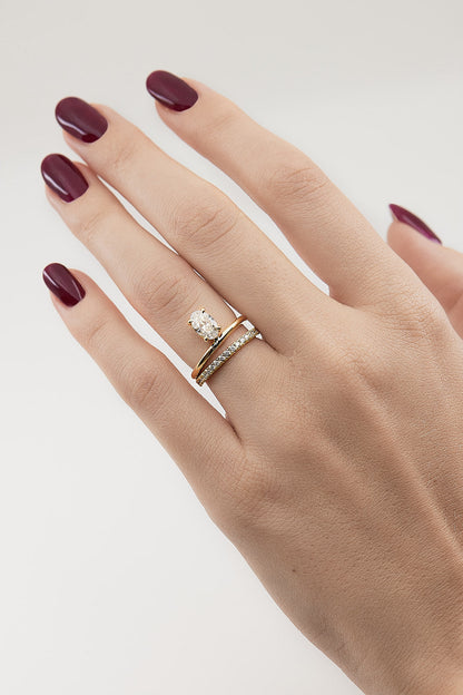 1.28 CT Oval Pavé Lab Grown Diamond Engagement Ring
