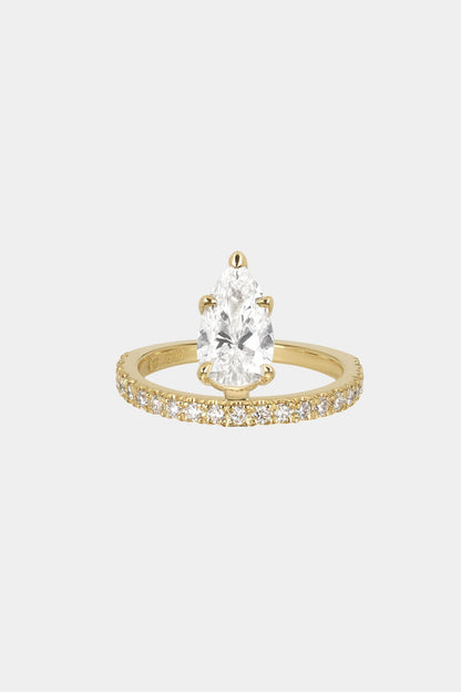 1.28 CT Pear Pavé Band Lab Grown Diamond Engagement Ring