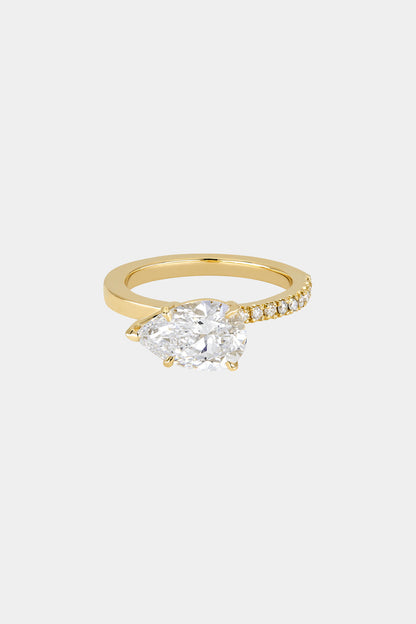 2.00 CT Pear East-West Pavé Lab Grown Diamond Engagement Ring
