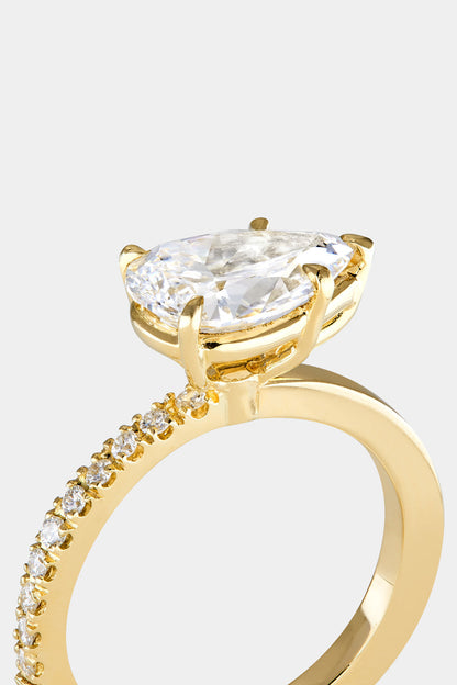 2.00 CT Pear East-West Pavé Lab Grown Diamond Engagement Ring