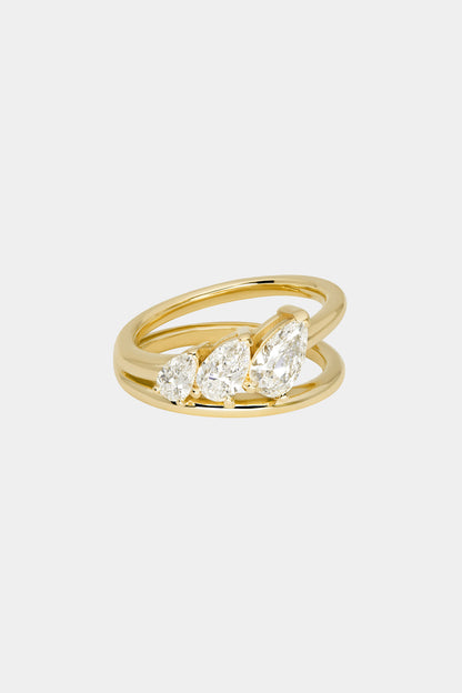 0.5ct Pear Three Stone Lab Grown Diamond Engagement Ring